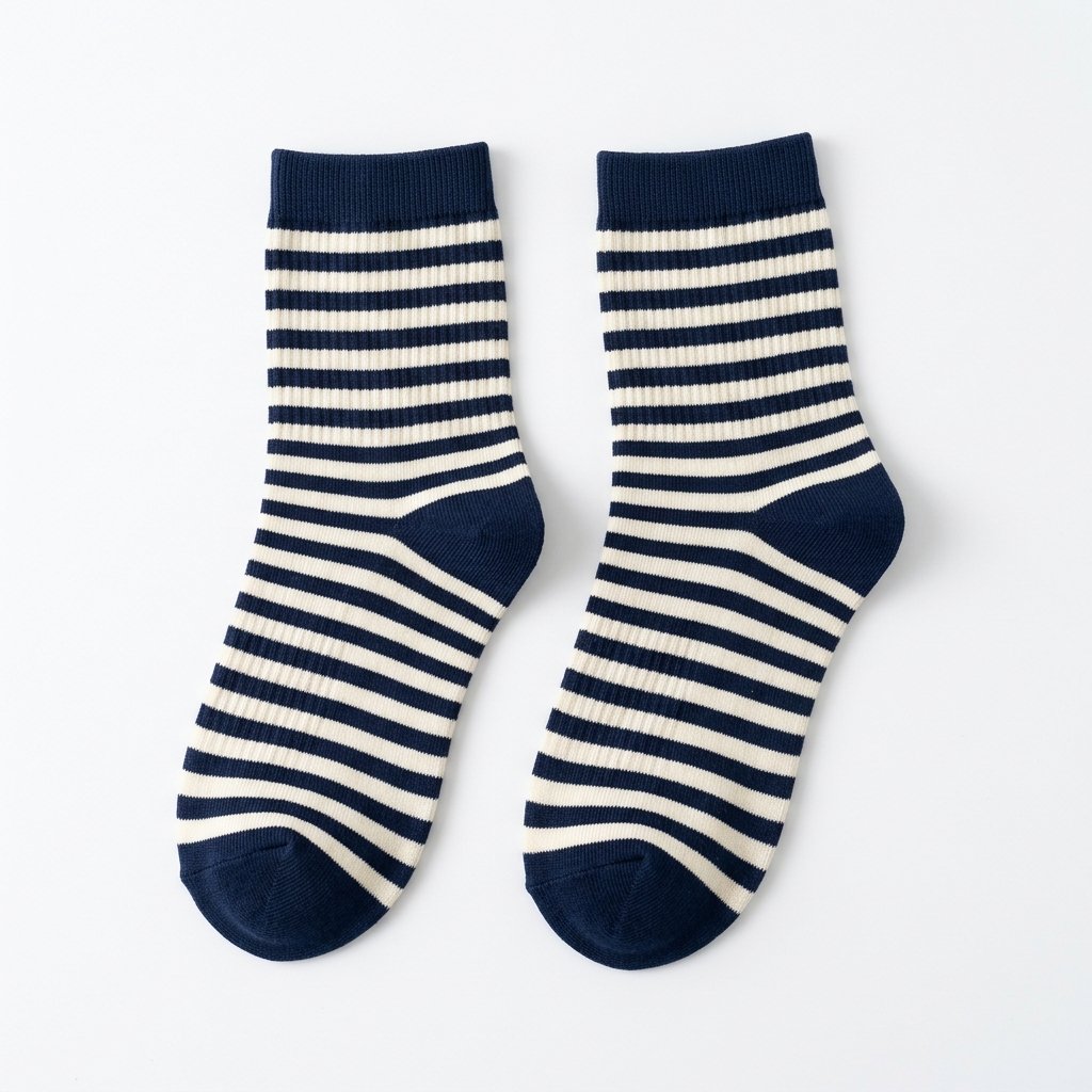 Miniso Retro Stripe Ribbed Crew Socks